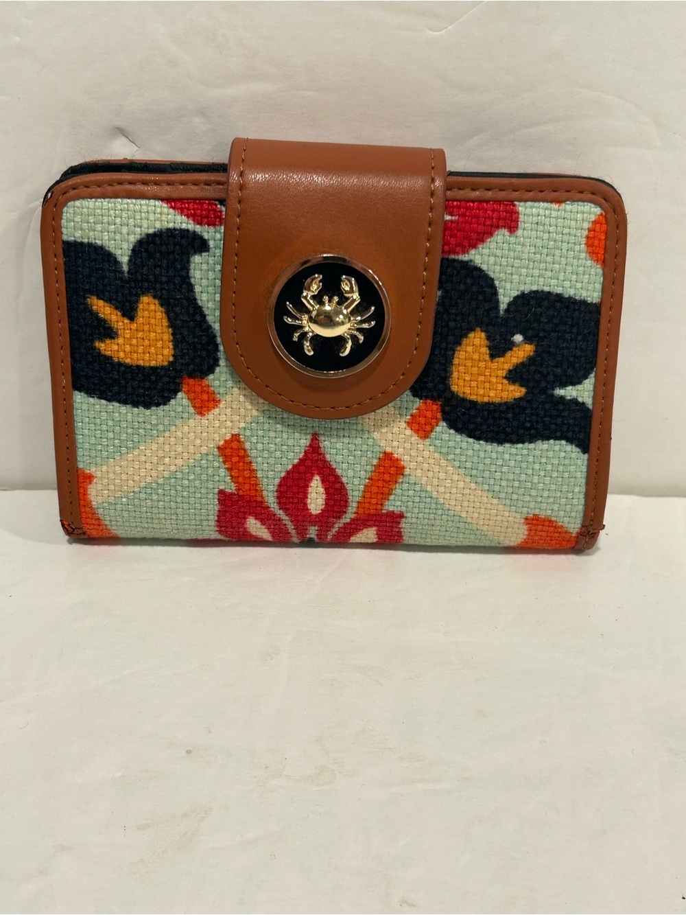 Spartina 449 "Waving Girl" Linen & Leather Wallet Resortwear Vacation Beach